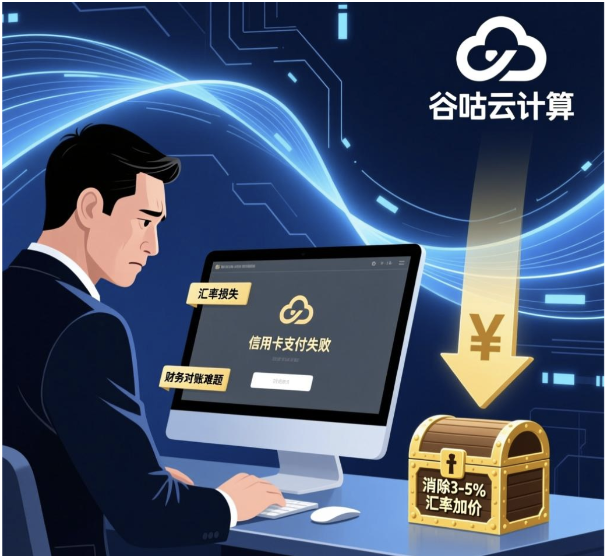 阿里云国际信用卡支付省3-5%汇率损失，谷咕开户即享